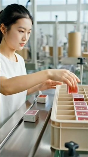 Fast-Paced Poker Card Packaging: Incredible Industrial Speed! #Packing #FactoryWork #Satisfying