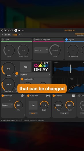 All Delay Sounds in One Plugin The HOFA Colour Delay provides you with all the iconic delay sounds for your productions. With four unique delay styles that can be freely combined, there are no limits to the retro feeling and your creative freedom. #audioplugins #vstplugins #mixing #musicproduction #audioengineeringlove