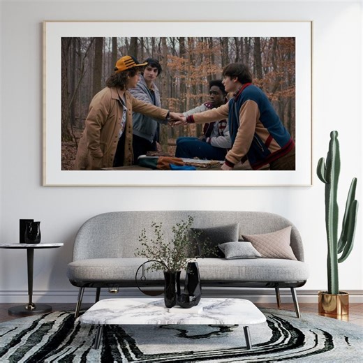 Stranger Things Poster | Digital Download Wall Art | 80s TV Show Fan Art | Retro Boys Room Decor | Hawkins Forest Scene - Etsy