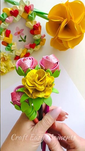 Cute Flower Pens - DIY Crafts🌼 #diy #craft #diyideas #handmade #flowers #easy #paper #gift #art