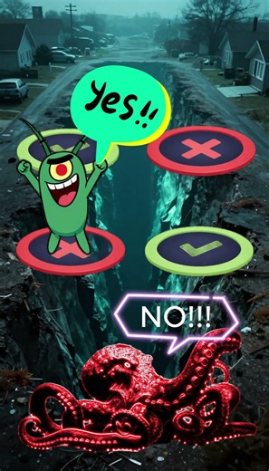 Underwater with various sea creatures competing against a giant Kraken on trampolines