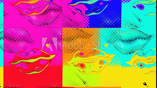 Pop Art Lips Halftone Glitch Style. Sensual female lips in striking pop art style, halftone patterns and glitch effect, artistic flair to your projects, perfect for fashion, beauty, and hipster