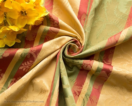 Reserved: 2 Meters 100% Cotton Damask in Striped Floral Gold, Red, and Green - Medium Dress Weight - 54" Wide - EP Cotton #754 - Etsy