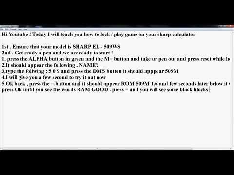 Sharp Calculator Lock or Play Game Tutorial