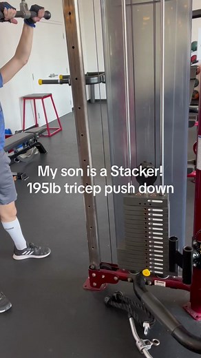 A Stacker is someone who can do reps with the entire weight stack, welcome to the club son! @13yrs old and 125lbs! #strength #strong #fitness #muscle #bodybuilding #triceps #fitness #powerlifting #stacker #motivation #crushing #inspiration #fypシ #raisethebarstrong