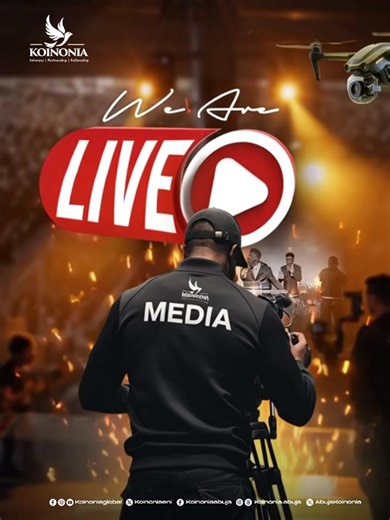 WE ARE LIVE ON AIR! “And this gospel of the kingdom shall be preached in all the world for a witness unto all nations.” — Matthew 24:14A (KJV) The Word of The Lord is going forth with power and truth, and you can be part of it right now! Join the live service and experience God’s presence wherever you are. Connect through any of our platforms: 1. Facebook: Koinonia Global | Koinonia Abuja 2. Instagram: @koinonia.abuja | @koinoniaglobal 3. Online Radio: mixlr.com/koinonia-radio 4. YouTube: Koinon