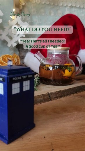 Rosemary for remembrance and a satsuma. 🍊🌿 Here is my Christmas Invasion tea recipe for the regeneration of the 10th Doctor played by David Tennant. “Tea!” he exclaims. “That's all I needed! A good cup of tea! Super-heated infusion of free-radicals and tannin, just the thing for healing the synapses.” - Russell T. Davies via Dr. Who 🎄Regeneration Christmas Tea Recipe (Unofficial)🎄 Ingredients: 🫖2 teaspoons English breakfast loose leaf black tea 🍊1 organic satsuma peel 🌿4 inch sprig of ros
