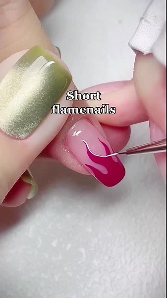Flame Nail Art: DIY Short Nails Tutorial