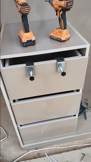 Installing drawer faces with specialty clamps #wardrobe #woodworking #ghana