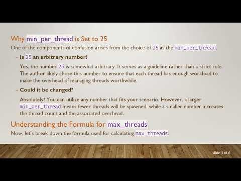 Understanding C+ + Concurrency in Action: Clarifying min_per_thread and max_threads