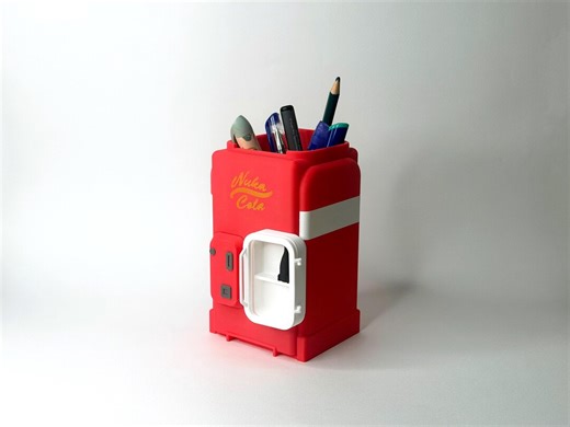 Pen Holder – Fallout-inspired Mini Fridge Desk Organizer, Hand-assembled Stationery Cup With Opening Bottle Door - Etsy
