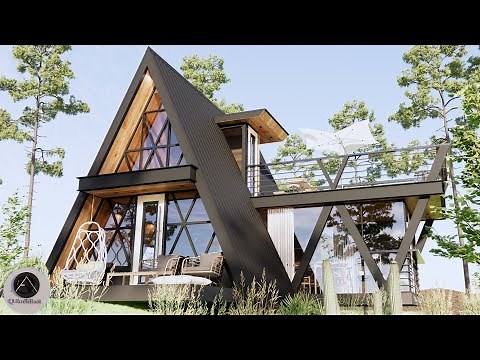 ELEVATED A-FRAME CABIN, TINY SMALL HOUSE DESIGN
