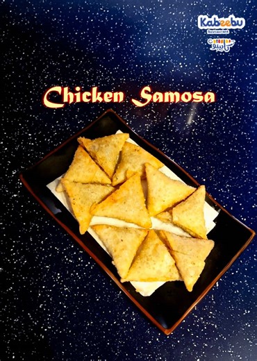 Golden chicken samosas sliced into perfect triangles. Serving crispy delight on a sleek black plate. Kabeebu restaurant’s tasty snack that shines like stars. “Chicken Samosa” – the flavor you can’t miss! 🚀🍗🥟 . . 📌 Kabeebu Restaurant Sharjah, UAE 🇦🇪 . . #Samosa #trending #viral #foodloversuae #bestkabab