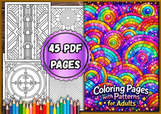 Coloring Pages With Patterns for Adults – 45 PDF Pages - Etsy