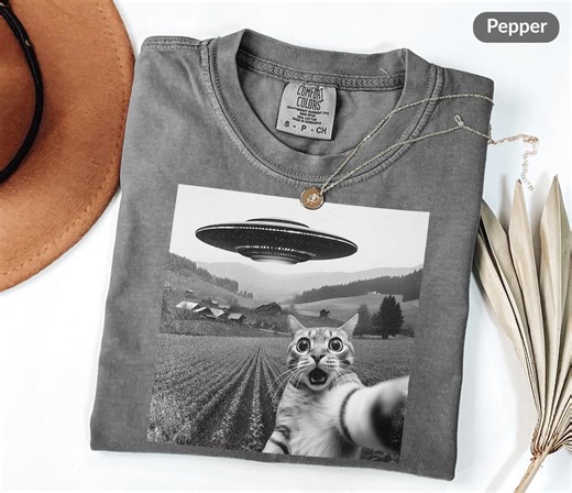 Comfort Colors® UFO Cat Meme Shirt, Cute Tabby Tee, Funny Cat Shirt, Alien Cat Shirt, Stupid Gift, Cool Cat Tee, Gen Z Joke Shirt - Etsy