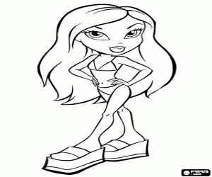 Bratz girl ready for beach coloring page printable game
