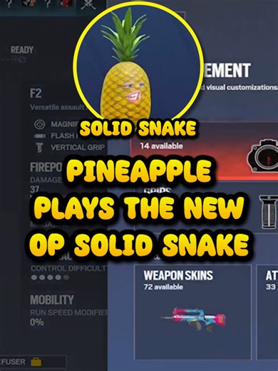 Pineapple Plays The NEW Solid Snake! 👀🔥 #r6siege #siegeclips #siegefunny #r6 #sirpineapple #r6clips @sirpineapple__