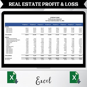 Real Estate Excel Profit and Loss Statement Template | Real Estate Bookkeeping | Income Statement Excel Spreadsheet for Real Estate - Etsy