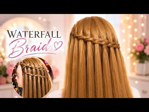 Waterfall Braid Hairstyle | Cute Half Up Half Down Hairstyle Tutorial @Luxyhairstyles @hairstyles