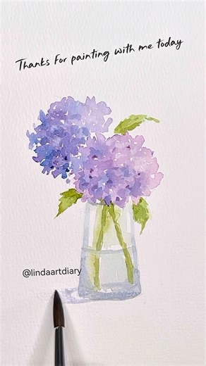 Step by step loose watercolor hydrangeas #art #painting #flowers