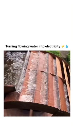 Heart___spire on Instagram: "This 12-second clip highlights the basic principle of hydroelectric power, where flowing water is used to rotate turbine blades and convert kinetic energy into electrical energy. As water passes over the curved metal vanes, it transfers momentum to the turbine, causing it to spin and drive a generator connected to the shaft. The shape and angle of the blades are carefully engineered to capture maximum energy from the flow while minimizing turbulence and energy loss. 