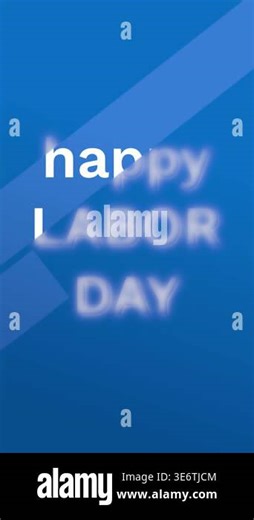 Happy labor day clean typography on blue background with diagonal light streaks. Concept of stop motion promo, corporate sale banner, ecommerce homepage visual, and social media ads Stock Video Footage - Alamy