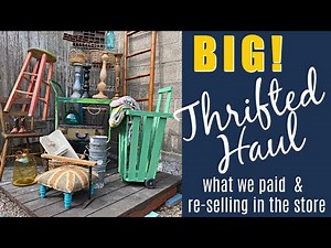 Big Thrift Store & furniture Haul, stocking the Store, buying & reselling vintage goods! AND KACHA!