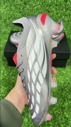 Adidas Predator 26 Elite FG Firm Ground Soccer Cleats - Grey/Metallic Silver/Solar Red