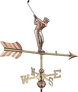 Good Directions Golfer Weathervane with Roof Mount, Pure Copper