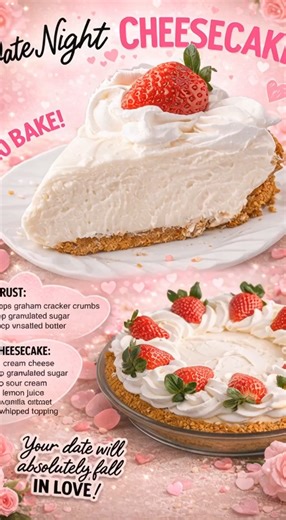 🍓 No-Bake Strawberry Cheesecake Ingredients Crust 2 cups graham cracker crumbs (or digestive biscuits) ½ cup melted butter 2 tbsp sugar Cheesecake Filling 16 oz (450 g) cream cheese, softened 1 cup heavy whipping cream (cold) ¾ cup powdered sugar 2 tsp vanilla extract 1 tbsp lemon juice (optional, but amazing) Strawberry Topping 2 cups fresh strawberries, chopped ½ cup sugar 1 tbsp lemon juice 1 tbsp cornstarch 2 tbsp water Instructions 1. Make the Crust Mix graham crumbs, melted butter, and su