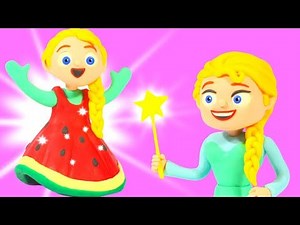 FROZEN ELSA NEW WATER MELON DRESS ❤ SPIDERMAN, HULK & FROZEN ELSA PLAY DOH CARTOONS FOR KIDS