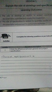 State the difference between general and project specifications... | Filo