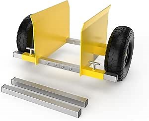 Adjustable Moving Dolly, 1000LBS Load Capacity 2 × 10" Heavy Duty Solid Rubber Tires Wheels for Panel/Slab/Plywood/Door/Granite/Drywall Material Handling and More - Yellow