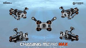 CHASING M2 PRO MAX (Industrial-grade Underwater drone) is an industrial-grade underwater remote operated vehicle (ROV) designed for government and enterprise users. It is equipped with eight vectored thrusters, allowing 360-degree omnidirectional movements. The ROV can navigate at a maximum speed of 3 knots, dive to 200 meters Deepwater, and move around a maximum horizontal radius of 400 meters. CHASING M2 PRO MAX adopts the quick assembly and disassembly technology, enabling tool-free quick ass