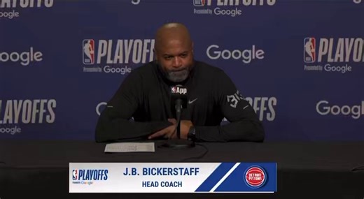 Pistons coach, J.B. Bickerstaff responds to the Cavaliers’ effort to draw calls in Game 2.