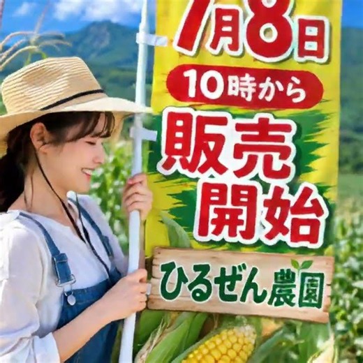 岡山 蒜山高原 ひるぜん農園のとうもろこし販売開始日 7月8日、10時から、2026年