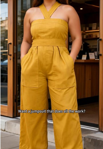 Effortless Mustard Yellow Halter-Neck Jumpsuit