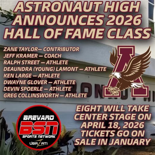 BSN HIGH SCHOOL SPORTS: ASTRONAUT HIGH SCHOOL ANNOUNCES CLASS OF 2026 HALL OF FAME INDUCTEES The banners, the trophies, the records, and the memories all tell the story of Astronaut High School athletics. But behind it all are the people — the athletes, coaches, and contributors — who built the legacy of the War Eagles. On behalf of the Astronaut High School Athletic Hall of Fame committee, the school has officially announced its Class of 2026 inductees. This prestigious honor celebrates individ
