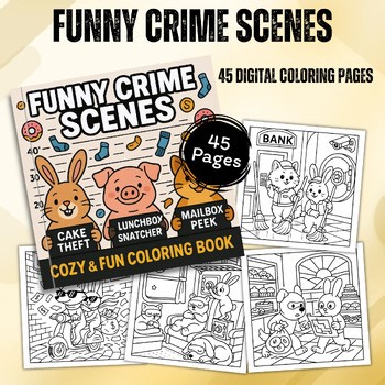 Funny Crime Scenes Coloring Pages | 45 Cozy & Silly Animal Mischief Designs