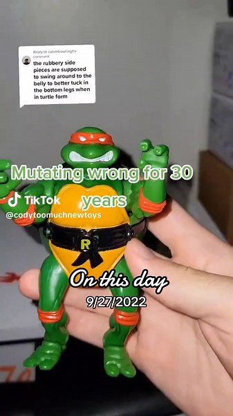 #onthisday I learned the true accurate way to transform my Mutations Mutating Teenage Mutant Ninja Turtle from @Playmates Toys . I transformed it over and over again for like 30 years and never realized you are supposed to move the flaps. makes so much sense but it never occurred to me. not once. lucky TikTok helped me get it right. tonight funny enough I spent learning and filming the Mikey MegaBox figures lol. life is a circle I guess. #tmnt #transform #mutation #turtle #toy