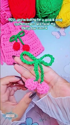 Decorate Your New Bag with the 3D Cherry Bow Applique! #crochet