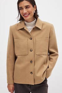 Oversized Wool Blend Jacket Beige