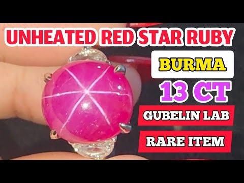 Keindahan Natural Unheated Red star ruby burma 13ct Ring gold diamond Batu mewah buat investasi TOP