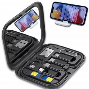 [Hot Item] Multifunctional Data Cable Storage Box 60W Data Cable Organizer with Mirror and Phone Holder