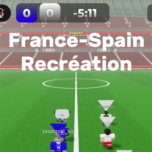 Mid edit. France-Spain X Touchline This recreation was hard to make cuz I had to find normal level player and some comp, and it was hard to organize with the ppl that don’t understand#touchline#newcreator#roblox#worldcup#france