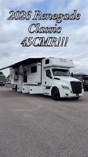 Get ready to elevate your adventures with the 2026 Renegade Classic 45CMR!!! Fresh stock alert in our Renegade and Super C lineup!! Dive into the specs and explore our inventory, both new and pre-owned, on our website!!! #luxurymotorhomes #renegaderv #renegadeclassic #2026 #supercmotorhome #rv | North Trail RV Center