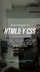 ¡Especialízate en solo 2 meses con nuestro curso de HTML5 Y CSS! 💻 Podrás armar tu sitio web con código HTML5 y aplicar formato usando hojas de estilo CSS.✨ Más Información en ipad.pe Escríbenos al Whatsapp 👉 922 428 770 #InspírateHazlo #HTML5 IPAD - Instituto Peruano de Arte y Diseño S.A. // RUC: 20546500439 | IPAD - Instituto Peruano de Arte y Diseño