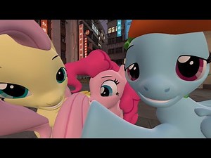 Pinkie Pie bites Fluttershy when Rainbow Dash watch[MLP SFM animation]