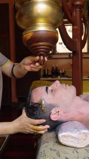 ASMR: Relaxing Rain Therapy & Shirodhara Head Oil Massage #shorts