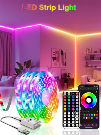 NBBUFF Smart RGB TV Lights, Room Decor LED Strip Lights, Controllable Via App And Remote, With Music Sync Mode, Timer, And Color Changing Functions; Suitable For Bedroom, Living Room, Ceiling, Holiday Gifts, Christmas Party And Wedding Decoration | SHEIN